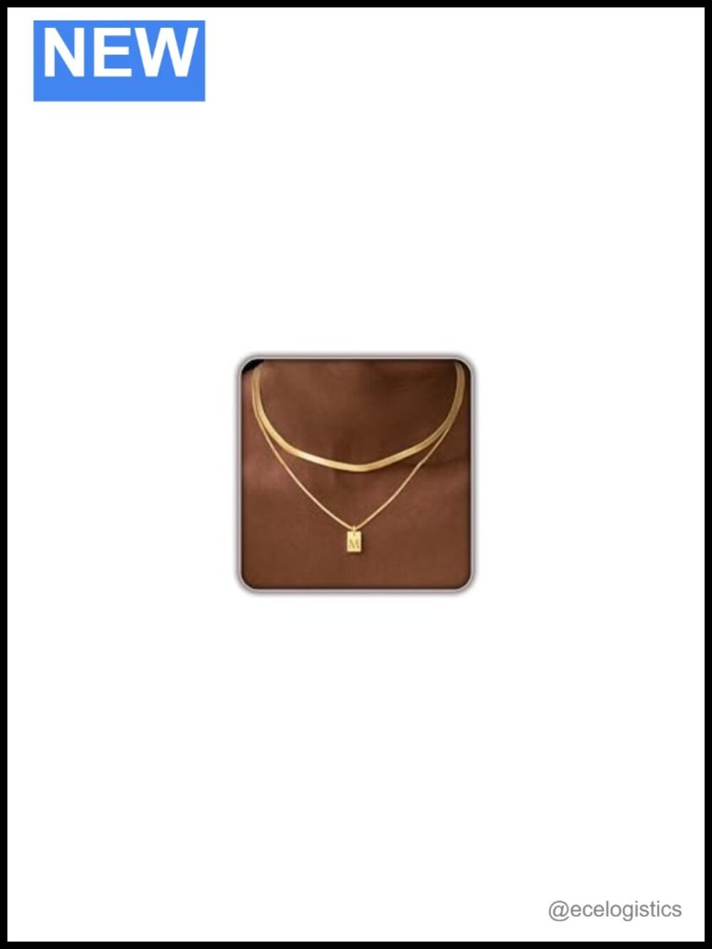 14K Gold Plated Layered Initial Necklace Set with Herringbone Chain and Letter